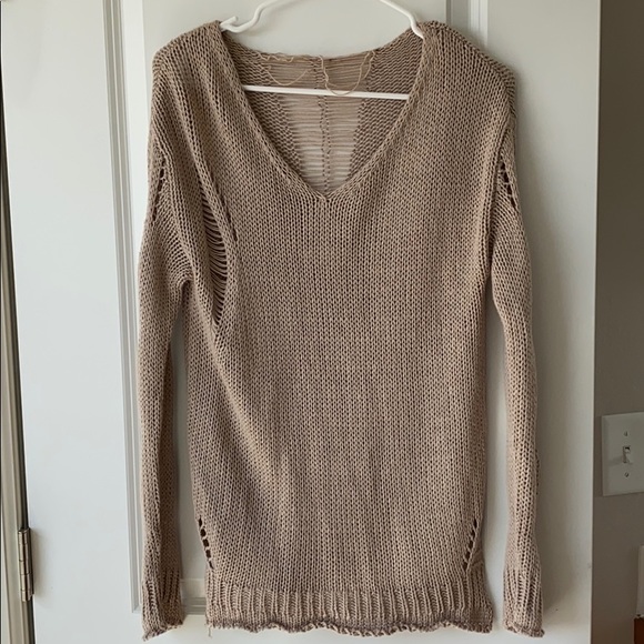 Tan Sweater v-Neck - Picture 1 of 2